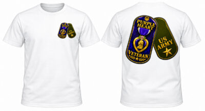 Crossed Dog Tags & Purple Heart — Full Medal T-Shirt (8 Colors)