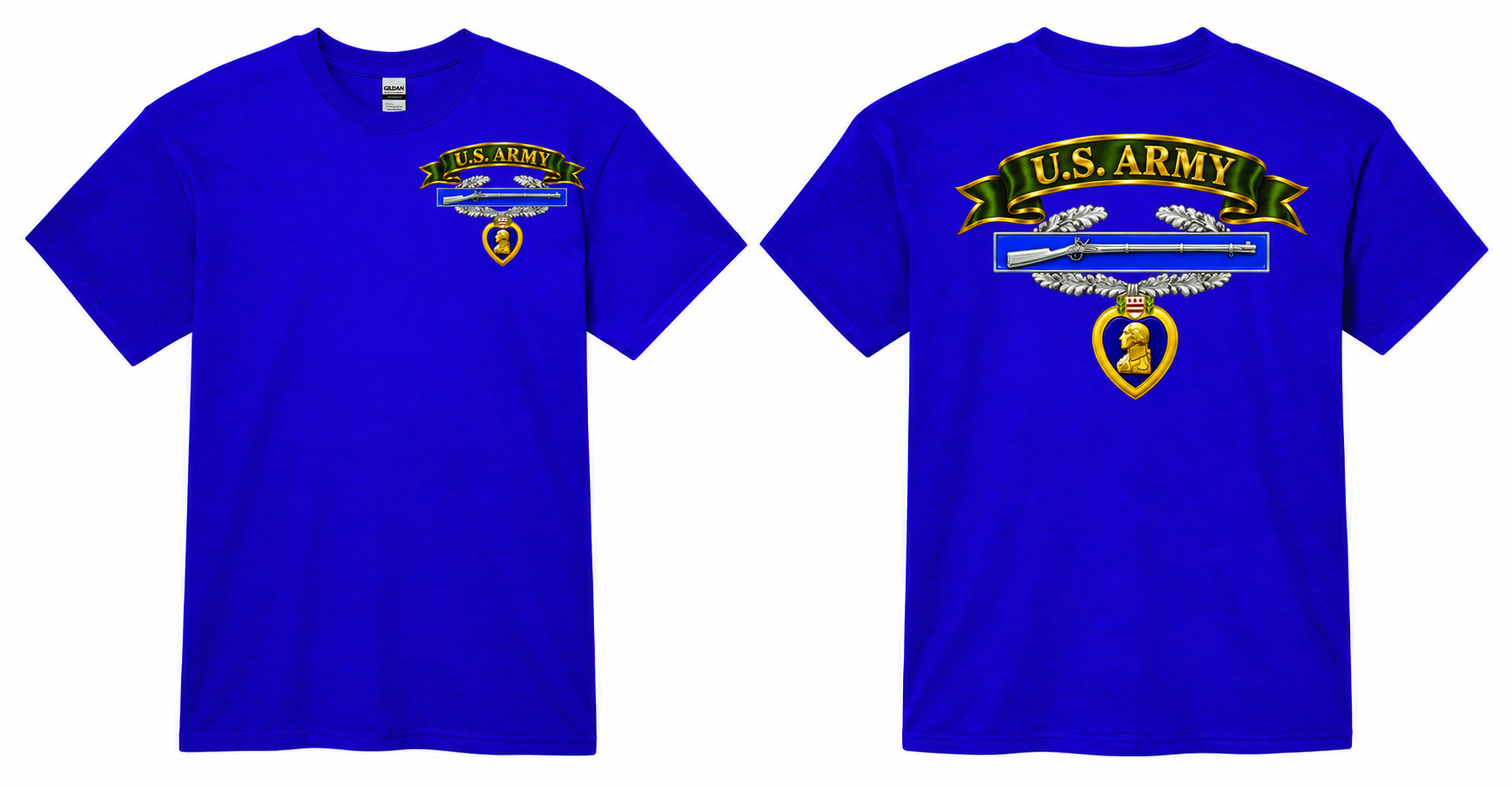 Army Combat Infantryman Badge & Purple Heart T-Shirt (8 Colors)