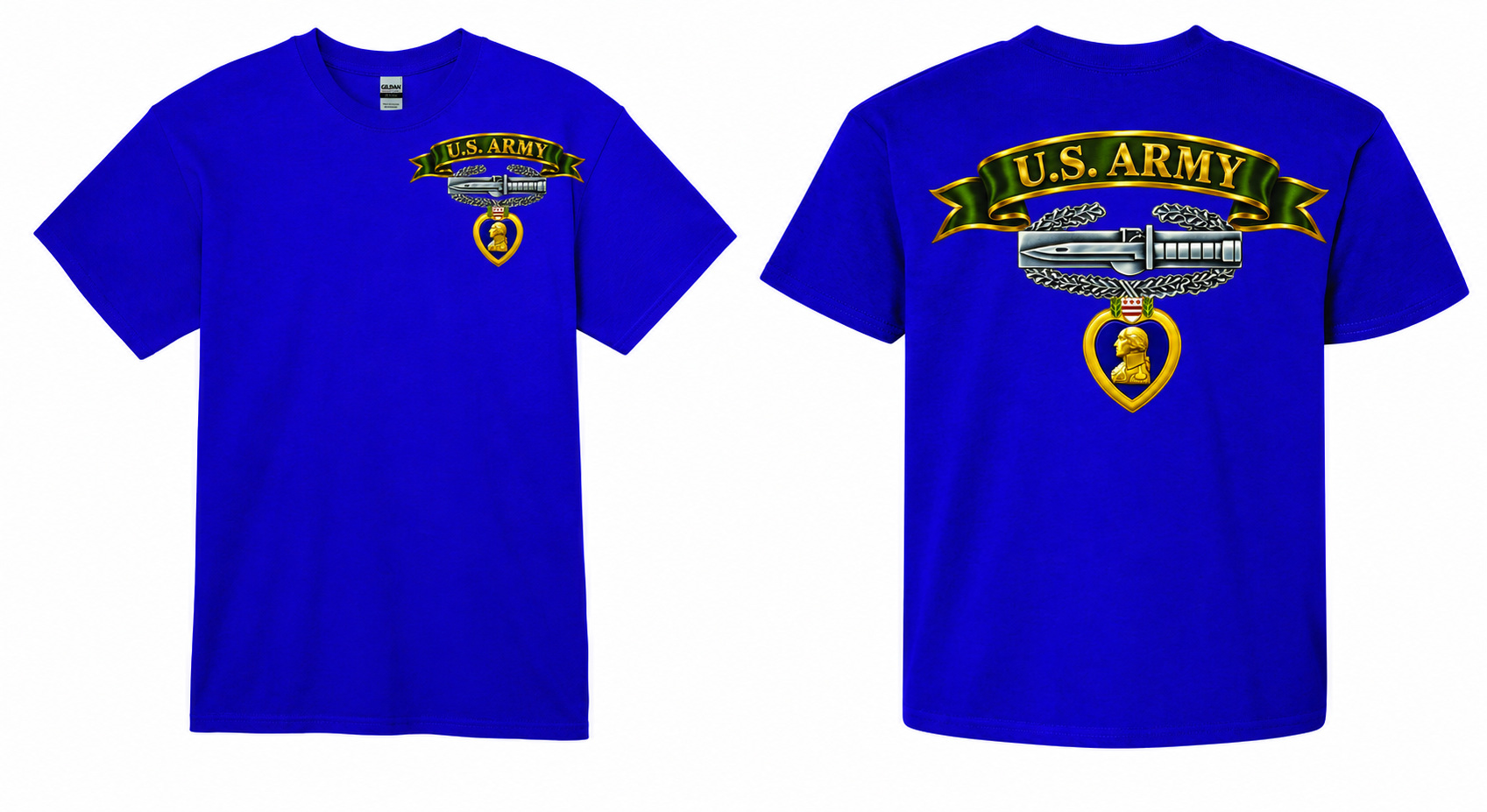 Army Combat Action Badge & Purple Heart T-Shirt (8 Colors)