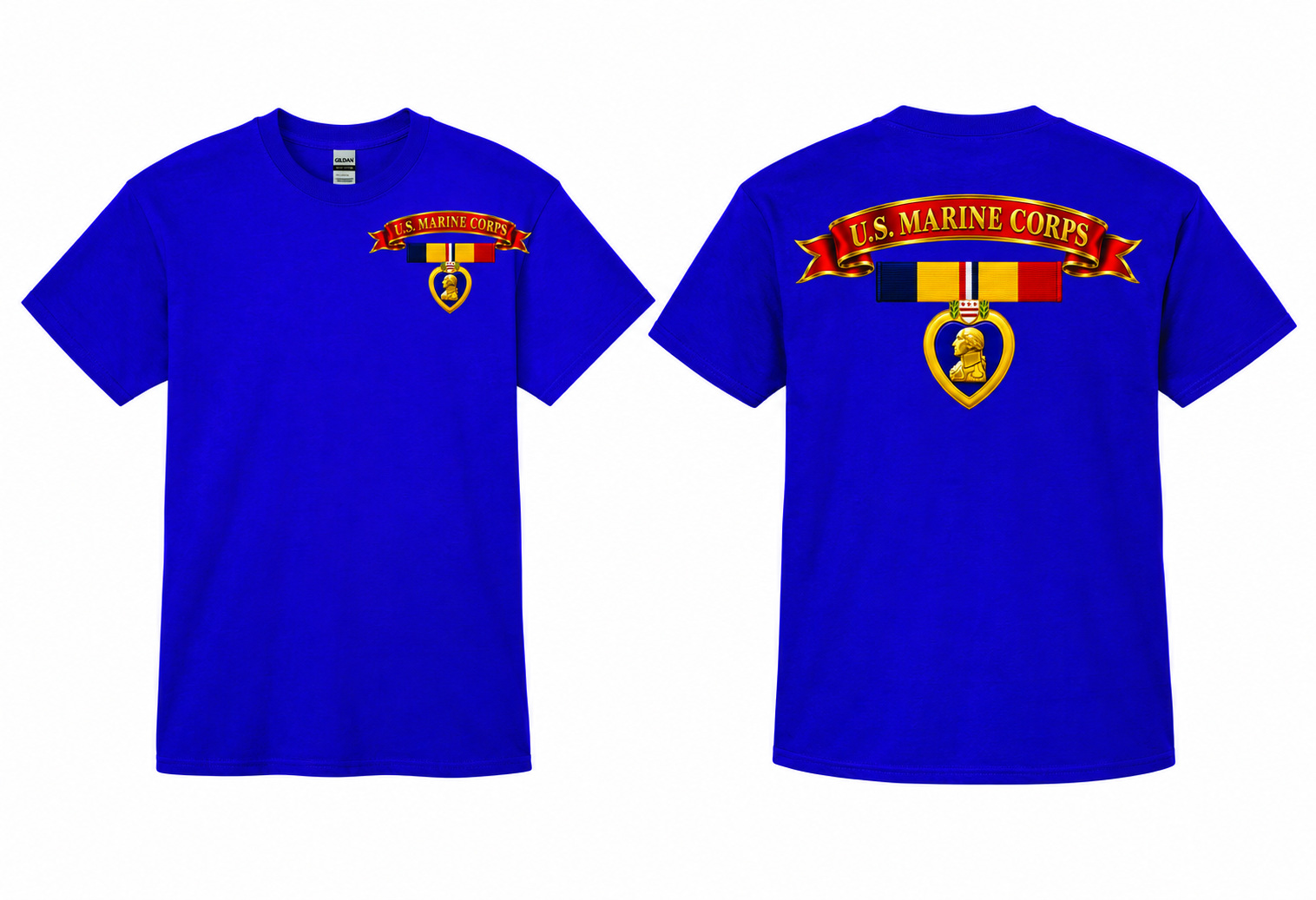 Marine Corps Combat Action Ribbon & Purple Heart T-Shirt (8 Colors)