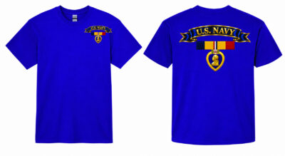 Navy Combat Action Ribbon & Purple Heart T-Shirt (8 Colors)