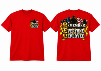 RED Friday — Remember Everyone Deployed, Front & Back Print T-Shirt