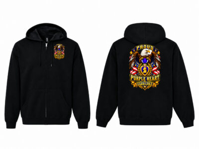 Proud Purple Heart Supporter Shield Full-Zip Hooded Sweat Jacket
