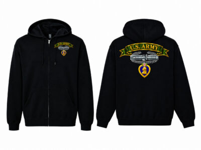 Army Combat Action Badge & Purple Heart Full-Zip Hooded Sweat Jacket