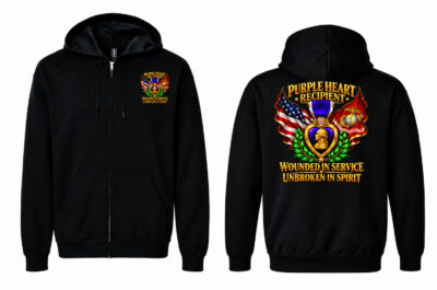 Unbroken in Spirit — Marine Corps Purple Heart Full-Zip Hooded Sweat Jacket