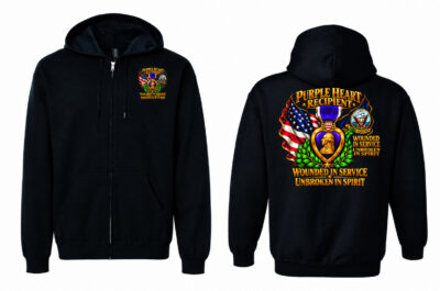 Unbroken in Spirit — Navy Purple Heart Full-Zip Hooded Sweat Jacket