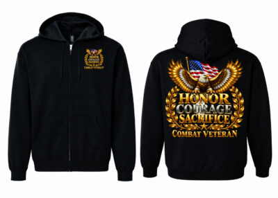 Combat Veteran Honor, Courage Full Zip Sweat Jacket