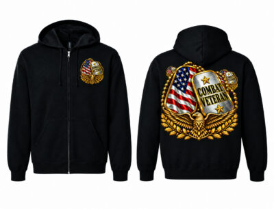 Combat Veteran Dog Tags Full Zip Sweat Jacket