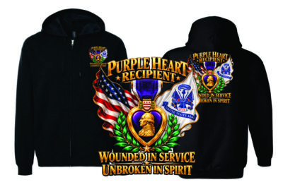 Unbroken in Spirit — Army Purple Heart Full-Zip Hooded Sweat Jacket