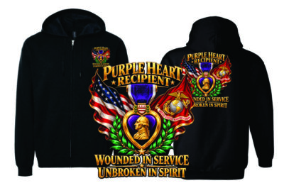 Unbroken in Spirit — Marine Corps Purple Heart Full-Zip Hooded Sweat Jacket
