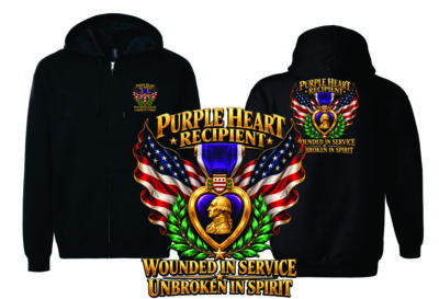Unbroken in Spirit — Purple Heart Full-Zip Hooded Sweat Jacket